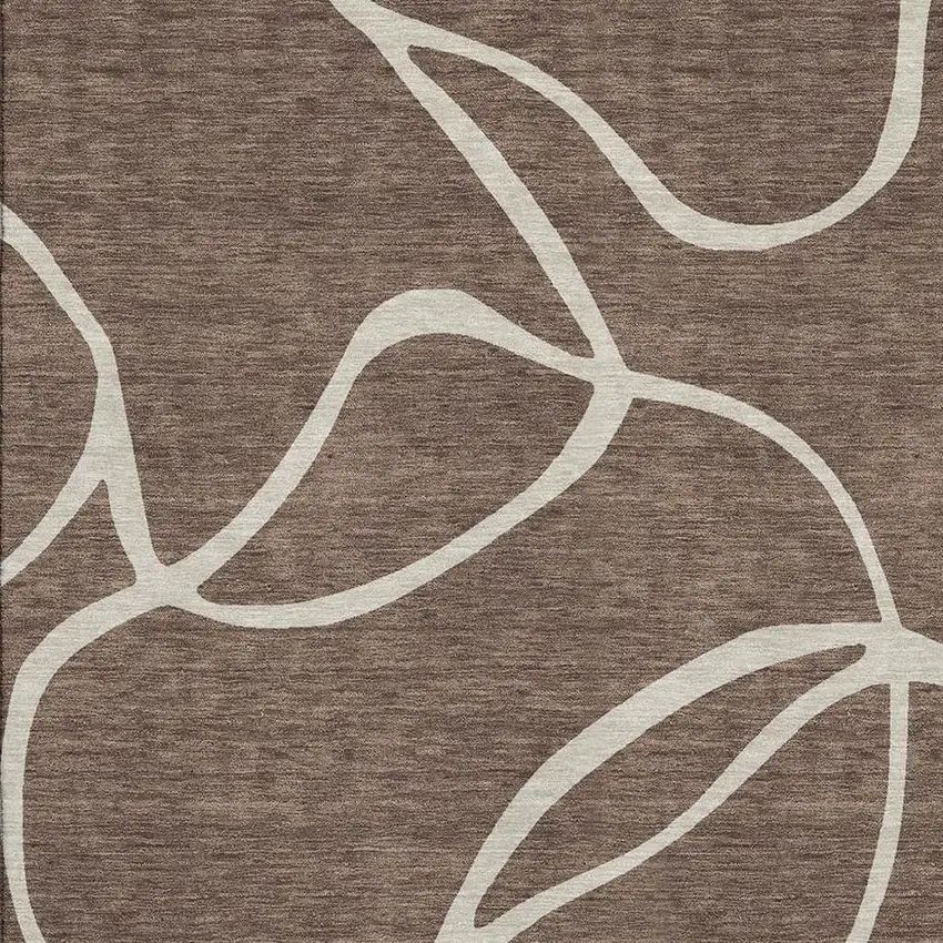 Brown And Beige Abstract Washable Area Rug With UV Protection Photo 2