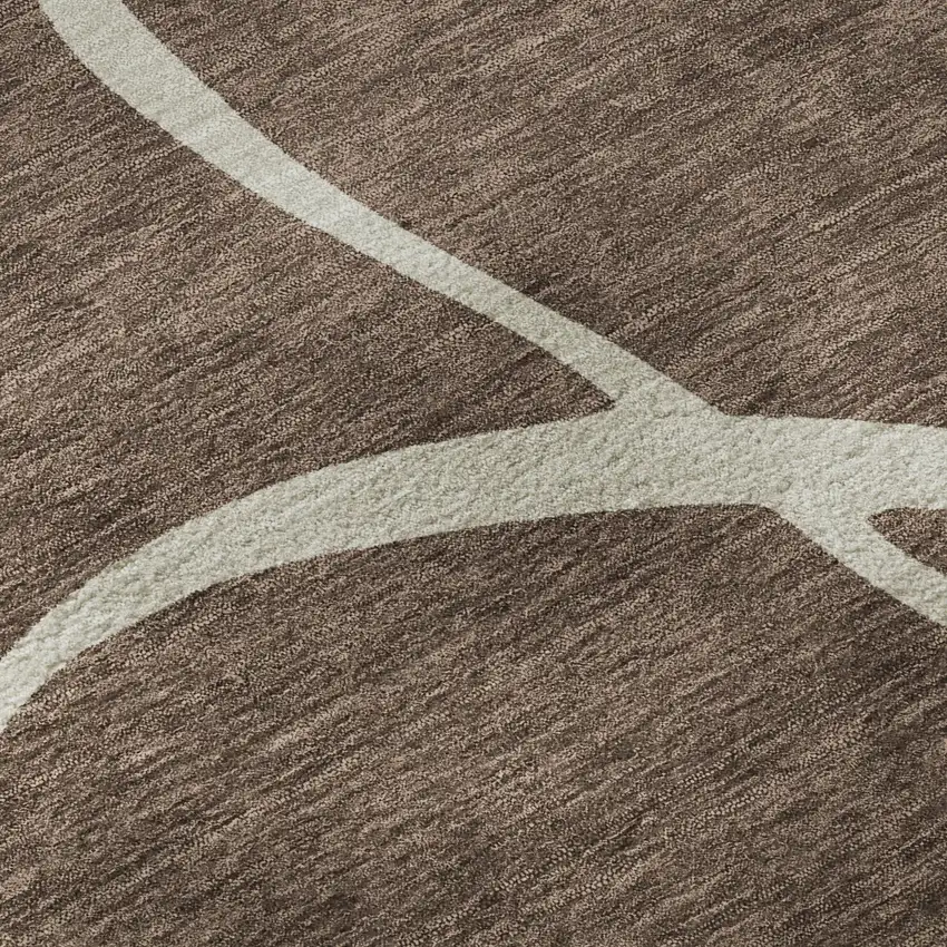 Brown And Beige Abstract Washable Area Rug With UV Protection Photo 8