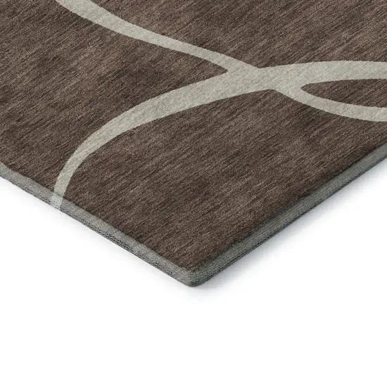 Brown And Beige Abstract Washable Area Rug With UV Protection Photo 6