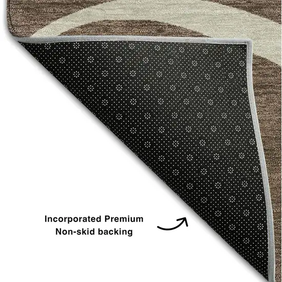 Brown And Beige Abstract Washable Area Rug With UV Protection Photo 6