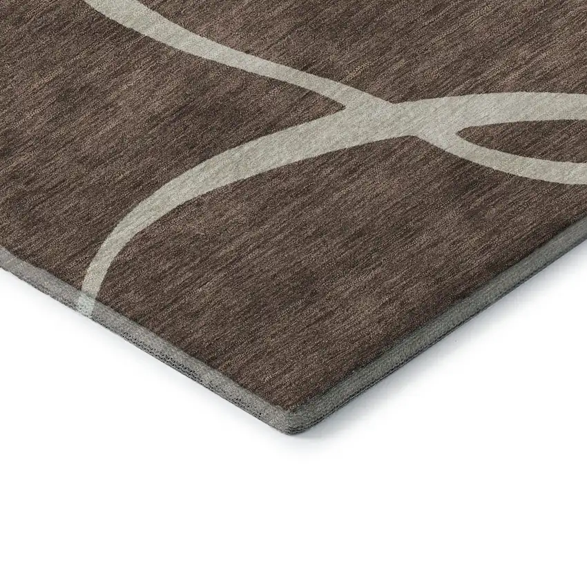Brown And Beige Abstract Washable Area Rug With UV Protection Photo 7