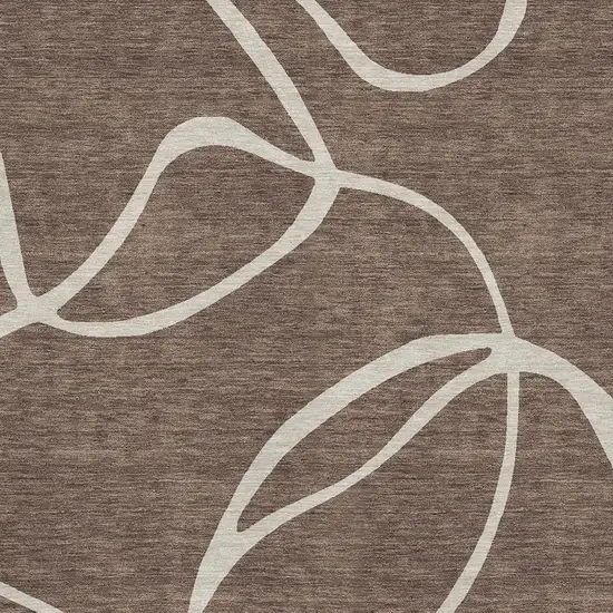 Brown And Beige Abstract Washable Area Rug With UV Protection Photo 2