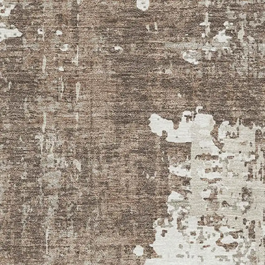 Brown And Beige Abstract Washable Area Rug With UV Protection Photo 3