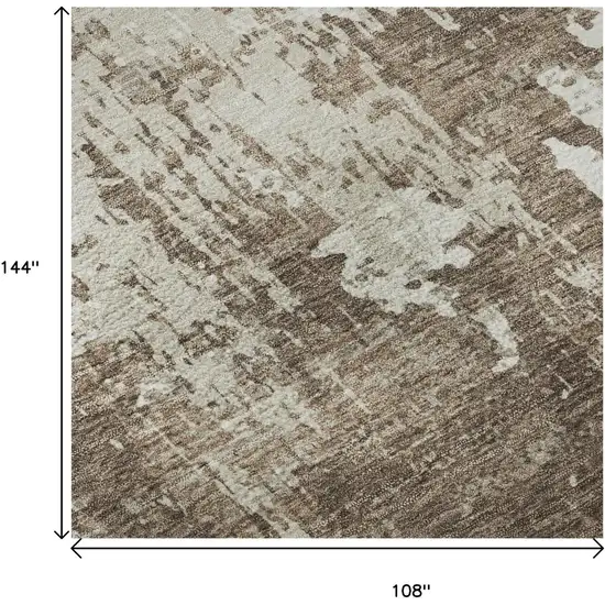Brown And Beige Abstract Washable Area Rug With UV Protection Photo 8