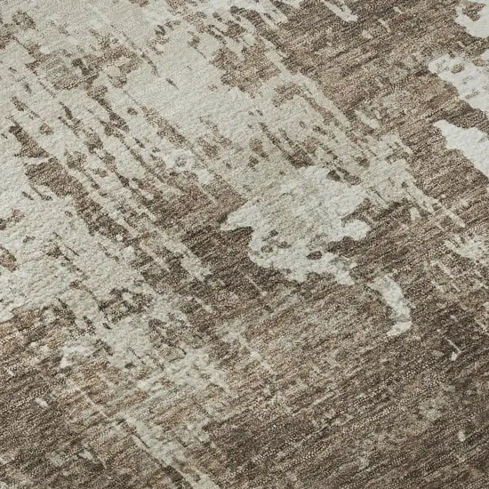 Brown And Beige Abstract Washable Area Rug With UV Protection Photo 1