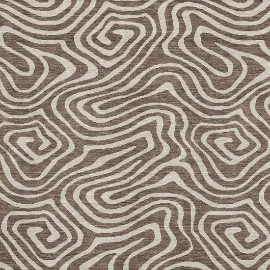 Brown And Beige Abstract Washable Area Rug With UV Protection Photo 2
