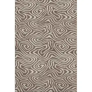 Photo of Brown And Beige Abstract Washable Area Rug With UV Protection