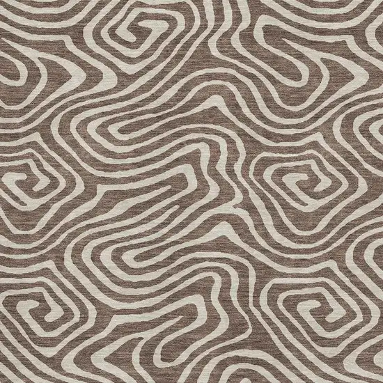 Brown And Beige Abstract Washable Area Rug With UV Protection Photo 2