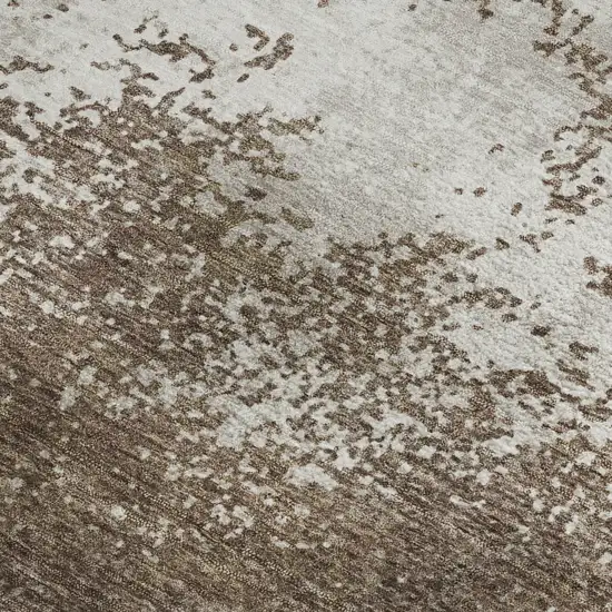 Brown And Beige Abstract Washable Area Rug With UV Protection Photo 3