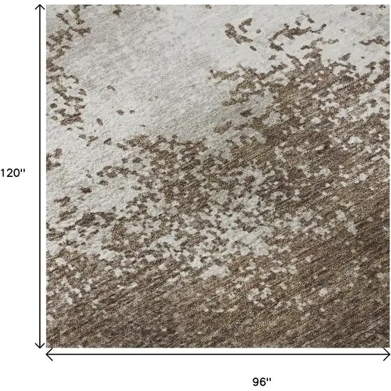 Brown And Beige Abstract Washable Area Rug With UV Protection Photo 9