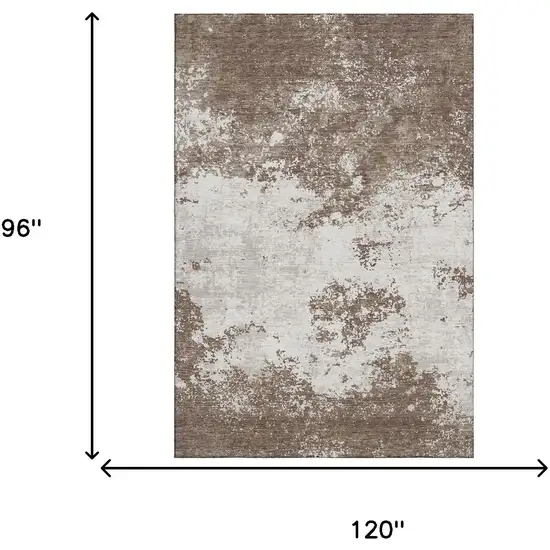 Brown And Beige Abstract Washable Area Rug With UV Protection Photo 4