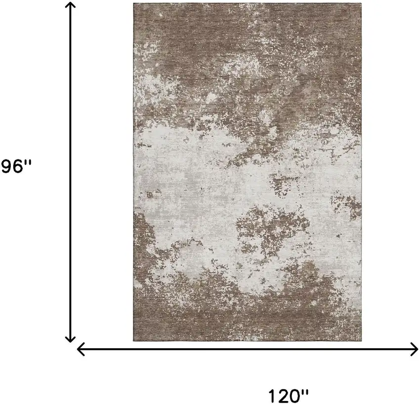 Brown And Beige Abstract Washable Area Rug With UV Protection Photo 4