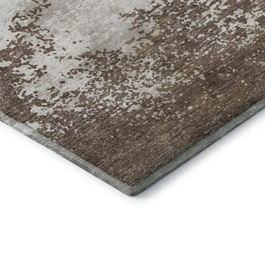 Brown And Beige Abstract Washable Area Rug With UV Protection Photo 8