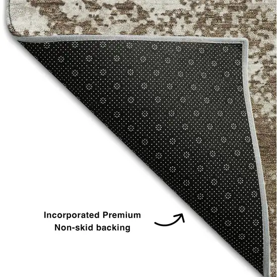 Brown And Beige Abstract Washable Area Rug With UV Protection Photo 7