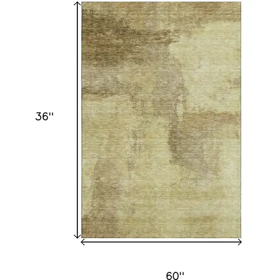 Brown And Beige Abstract Washable Area Rug With UV Protection Photo 9