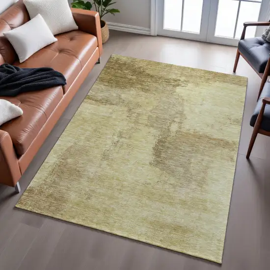Brown And Beige Abstract Washable Area Rug With UV Protection Photo 1