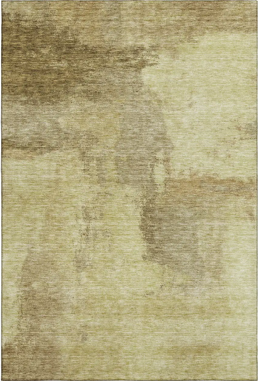 Brown And Beige Abstract Washable Area Rug With UV Protection Photo 3