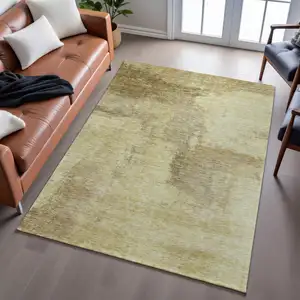 Photo of Brown And Beige Abstract Washable Area Rug With UV Protection