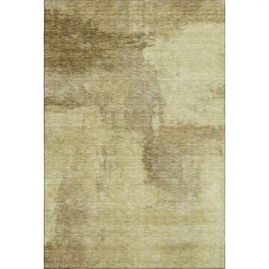 Brown And Beige Abstract Washable Area Rug With UV Protection Photo 3