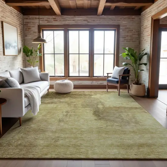 Brown And Beige Abstract Washable Area Rug With UV Protection Photo 2