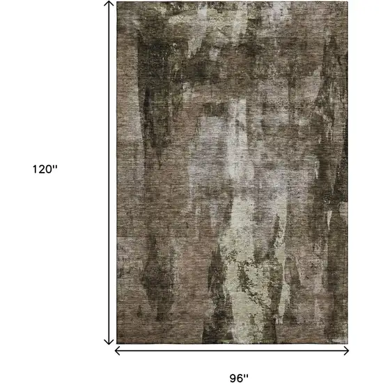 Brown And Beige Abstract Washable Area Rug With UV Protection Photo 9