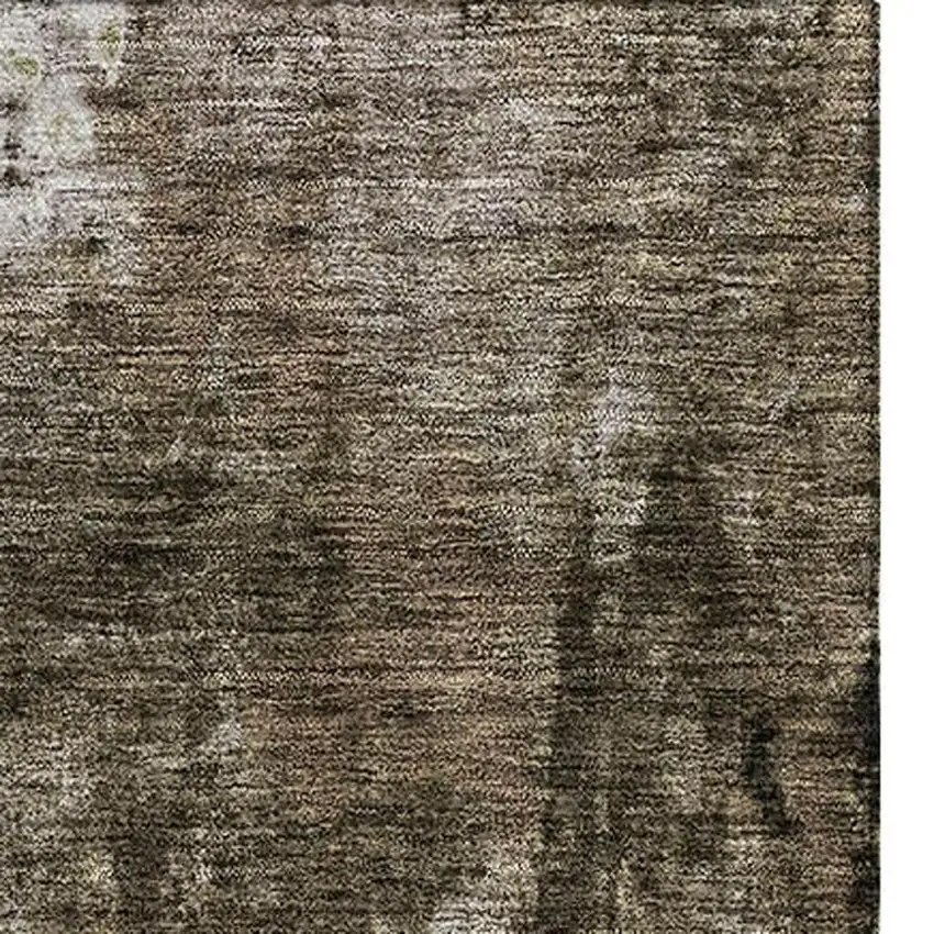 Brown And Beige Abstract Washable Area Rug With UV Protection Photo 2