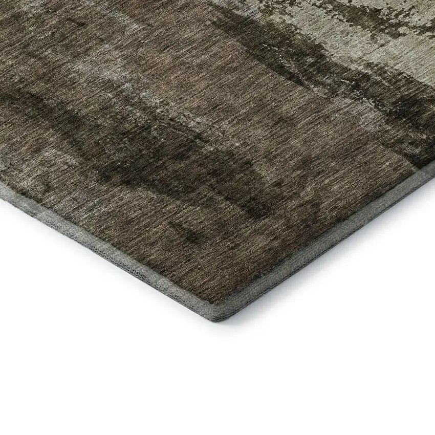 Brown And Beige Abstract Washable Area Rug With UV Protection Photo 7