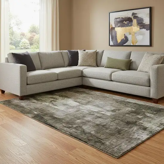 Brown And Beige Abstract Washable Area Rug With UV Protection Photo 2