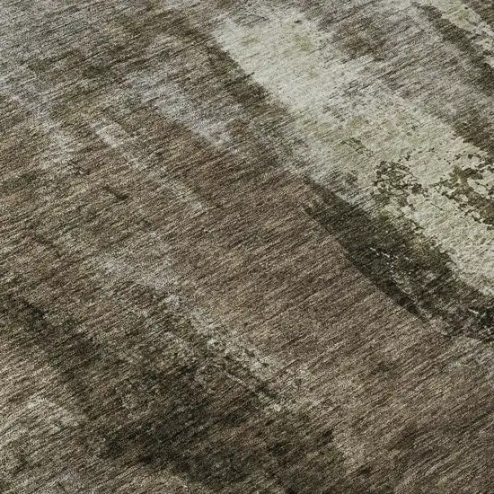 Brown And Beige Abstract Washable Area Rug With UV Protection Photo 9