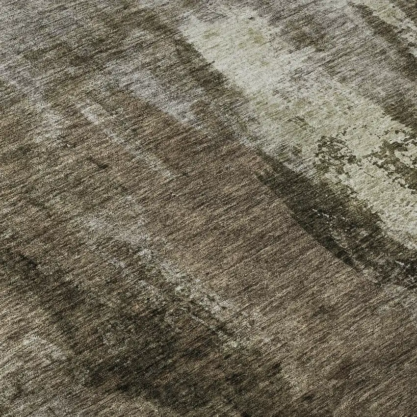 Brown And Beige Abstract Washable Area Rug With UV Protection Photo 9