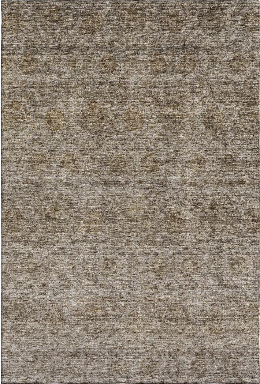 Brown And Beige Abstract Washable Area Rug With UV Protection Photo 5