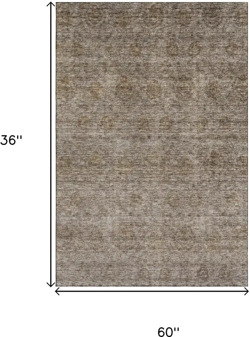 Brown And Beige Abstract Washable Area Rug With UV Protection Photo 3