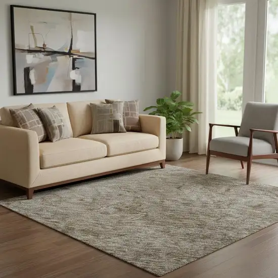 Brown And Beige Abstract Washable Area Rug With UV Protection Photo 2