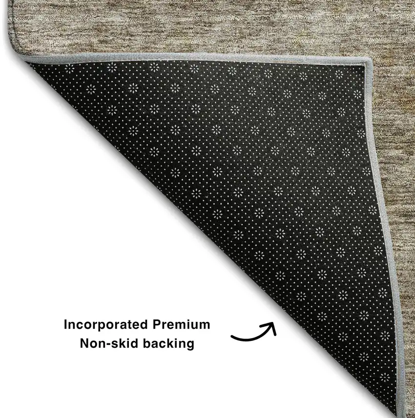 Brown And Beige Abstract Washable Area Rug With UV Protection Photo 6