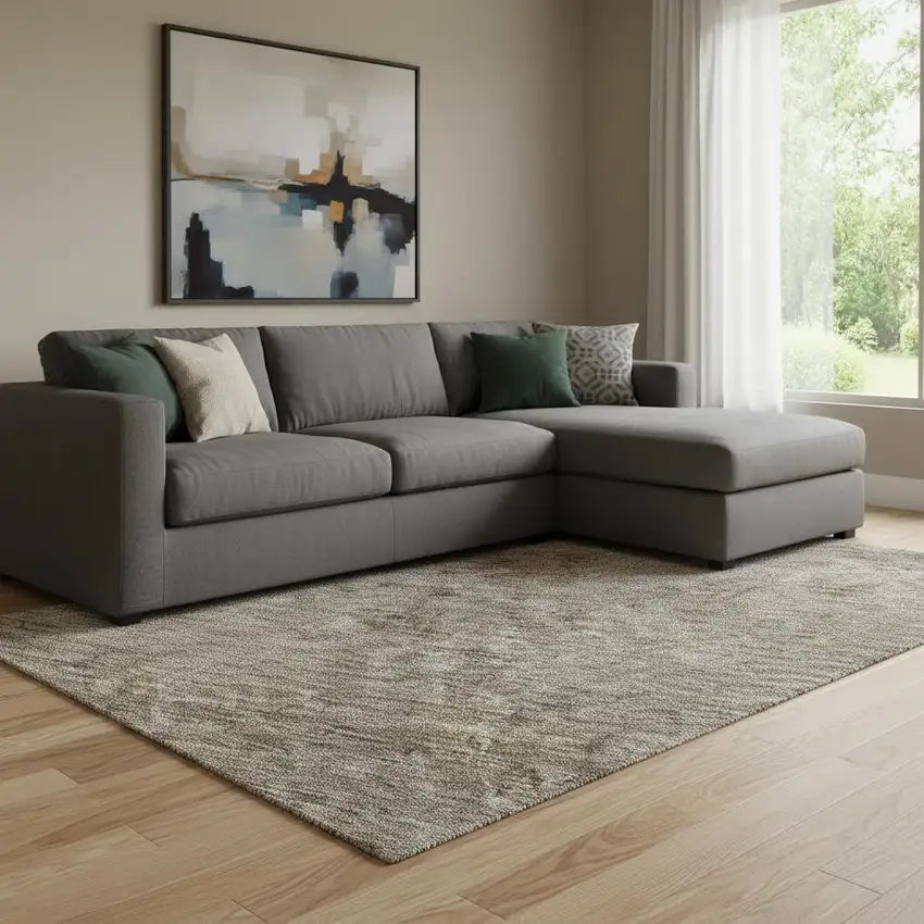 Brown And Beige Abstract Washable Area Rug With UV Protection Photo 2