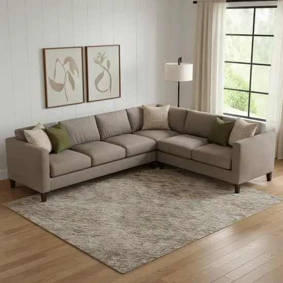 Brown And Beige Abstract Washable Area Rug With UV Protection Photo 2