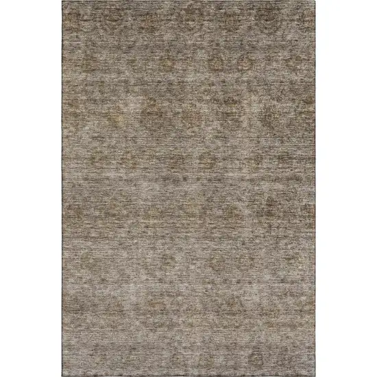 Brown And Beige Abstract Washable Area Rug With UV Protection Photo 4
