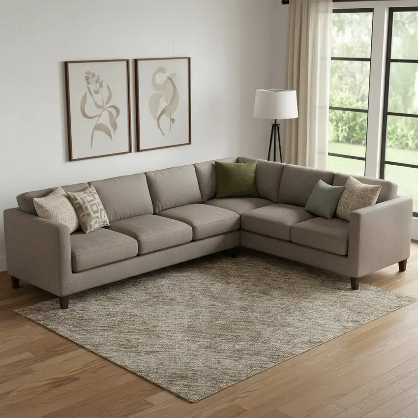 Brown And Beige Abstract Washable Area Rug With UV Protection Photo 2