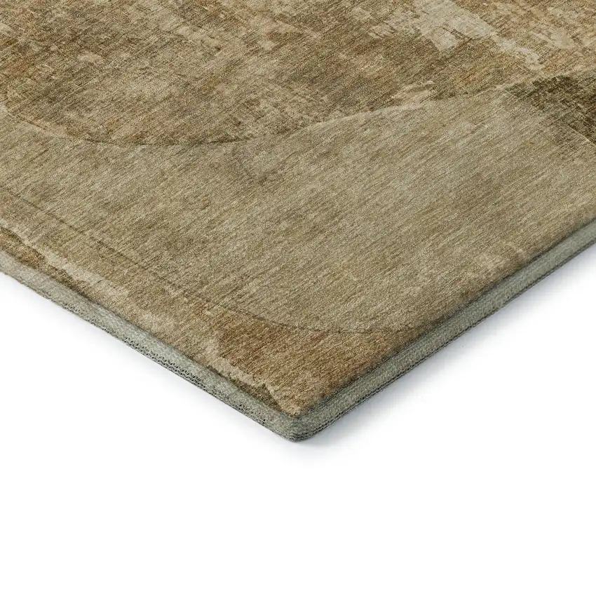 Brown And Beige Abstract Washable Area Rug With UV Protection Photo 5