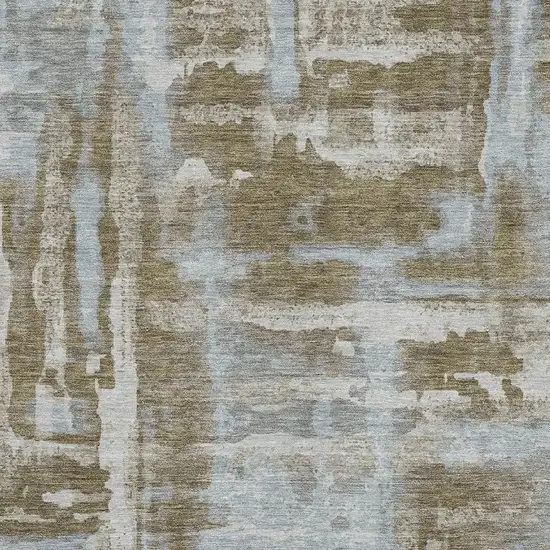 Brown And Beige Abstract Washable Area Rug With UV Protection Photo 3