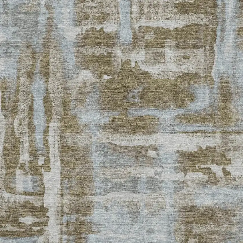 Brown And Beige Abstract Washable Area Rug With UV Protection Photo 3