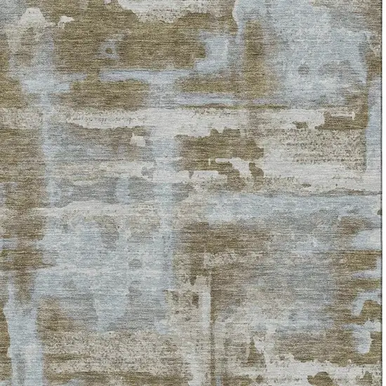 Brown And Beige Abstract Washable Area Rug With UV Protection Photo 3