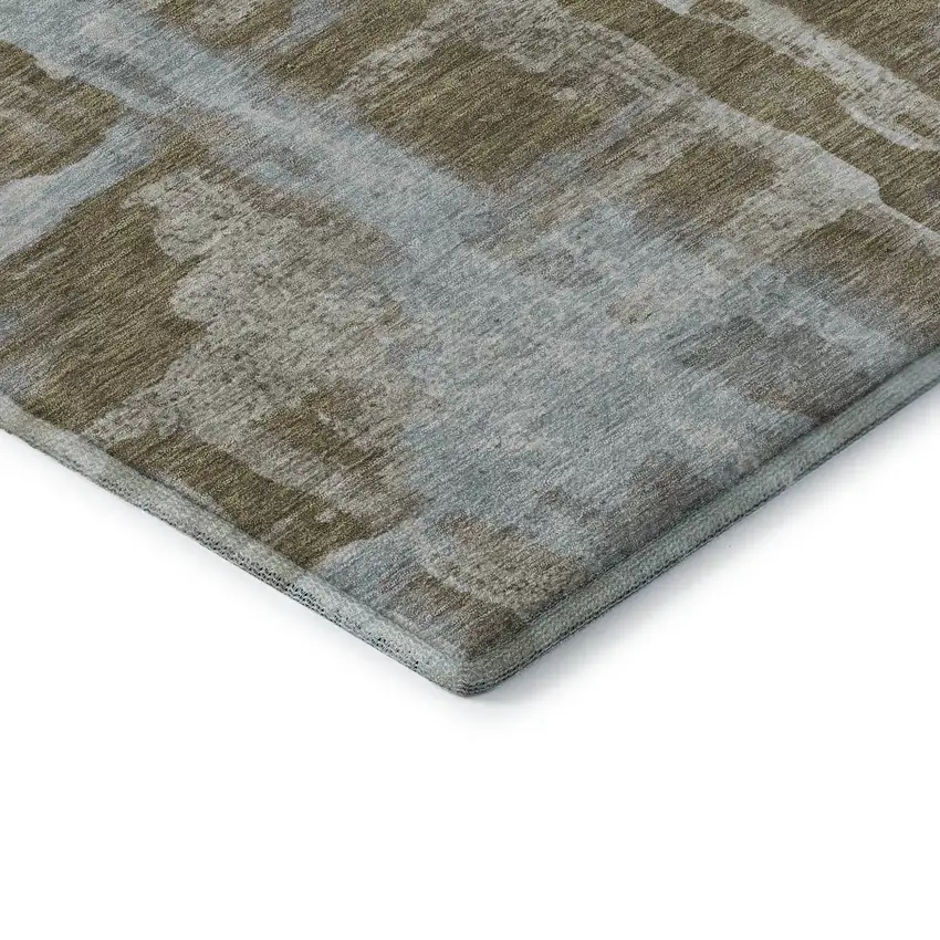 Brown And Beige Abstract Washable Area Rug With UV Protection Photo 7