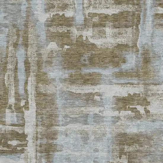 Brown And Beige Abstract Washable Area Rug With UV Protection Photo 3