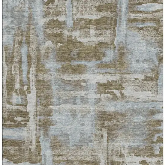 Brown And Beige Abstract Washable Area Rug With UV Protection Photo 4