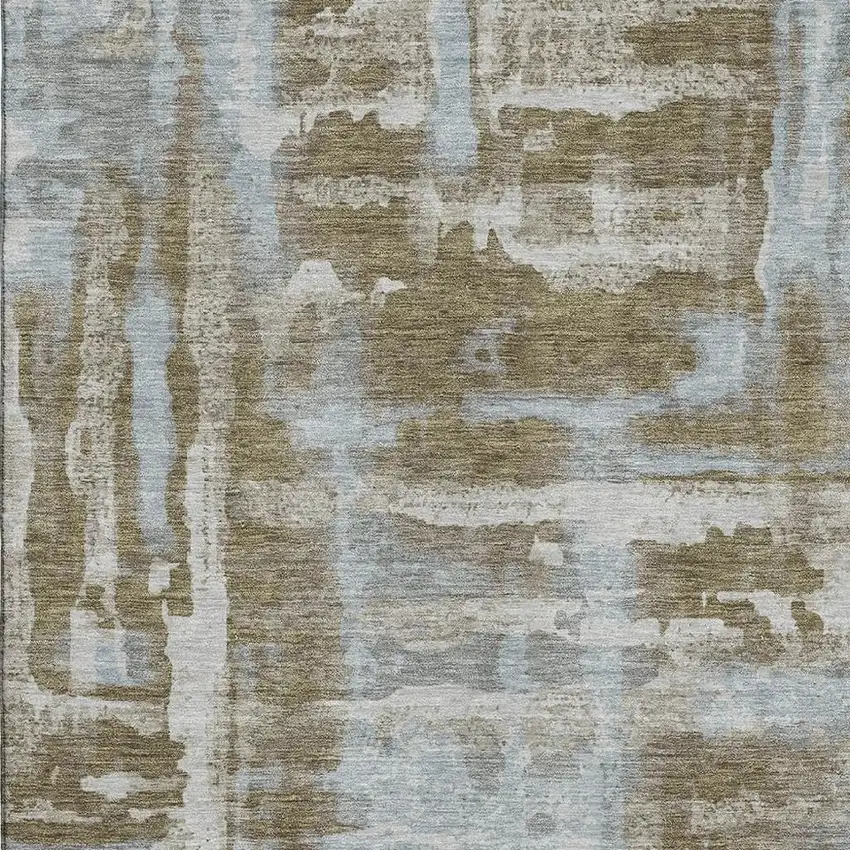Brown And Beige Abstract Washable Area Rug With UV Protection Photo 3