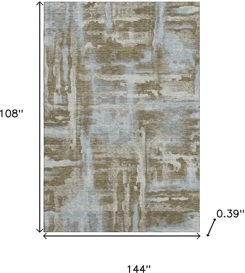 Brown And Beige Abstract Washable Area Rug With UV Protection Photo 9