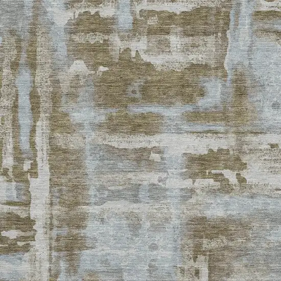 Brown And Beige Abstract Washable Area Rug With UV Protection Photo 3