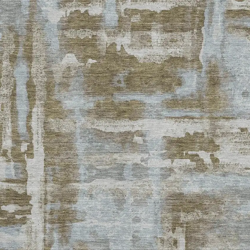 Brown And Beige Abstract Washable Area Rug With UV Protection Photo 3