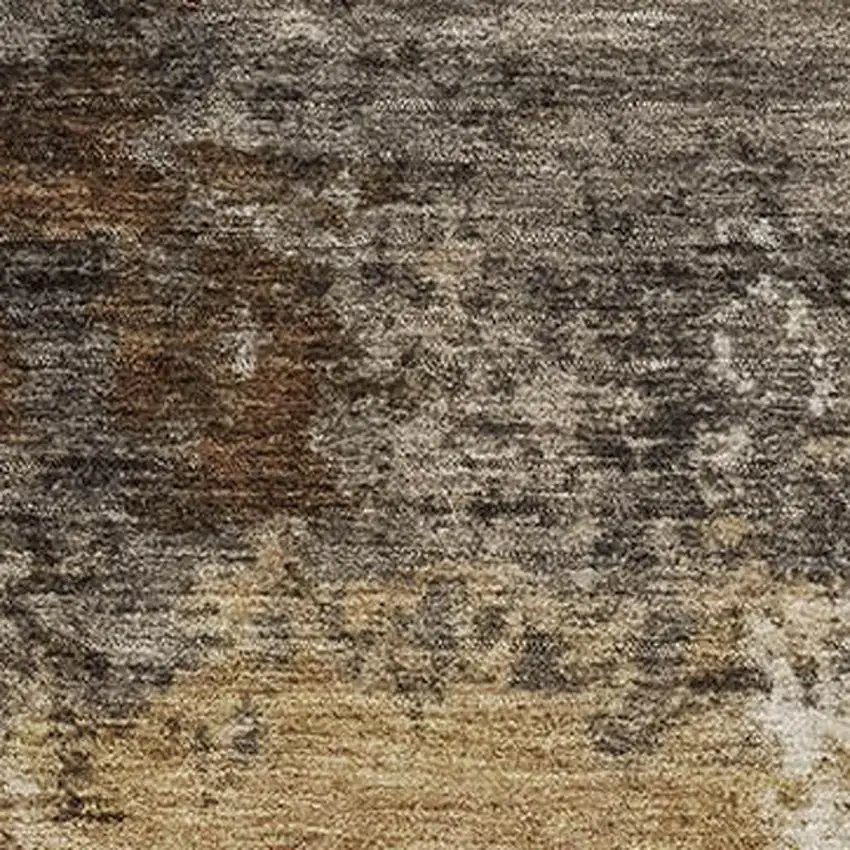 Brown And Beige Abstract Washable Area Rug With UV Protection Photo 3